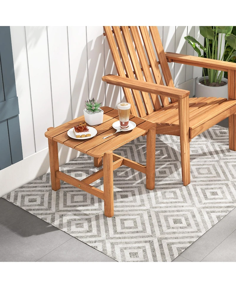 sumyeg Patio Teak Wood Side Table with Slatted Top for Yard or Garden