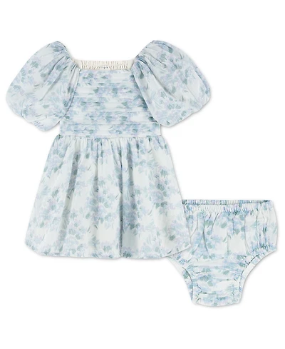 abercrombie kids Baby Girls' Puff Sleeve Dress and Diaper Cover, 2-Piece Set