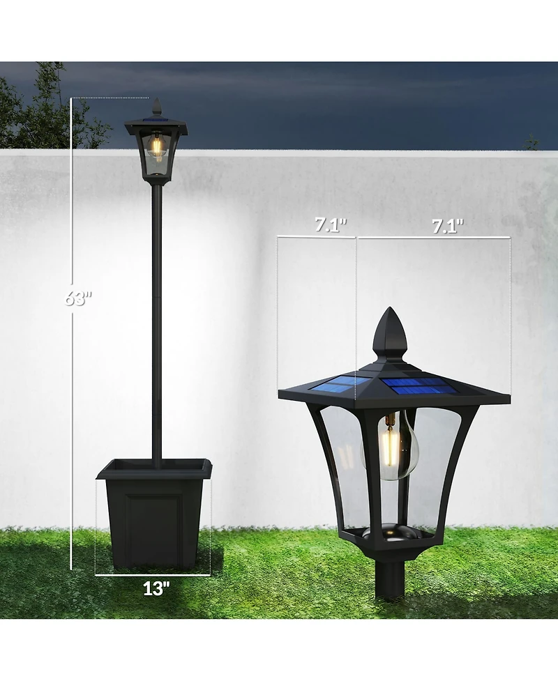 Outsunny 63" Solar Lamp Post Lights 2 Pack, Solar Light Posts,