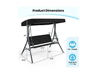 Slickblue Outdoor Canopy Swing Chair for 3 with Rattan Back