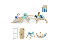 Slickblue 8-in-1 Kids Climbing Triangle Gym Unicorn Theme Foldable