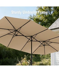 Homsee 15 ft. Double Sided Umbrella Outdoor Patio with Spray System, Base and Sand Bag