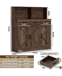 gaomon Sideboard Buffet Cabinet Open Rack Door and Drawer Microwave Stand for Kitchen