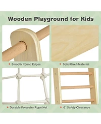 Hongge Indoor Playground Climbing Gym Wooden 8-in-1 Climber Playset for Children