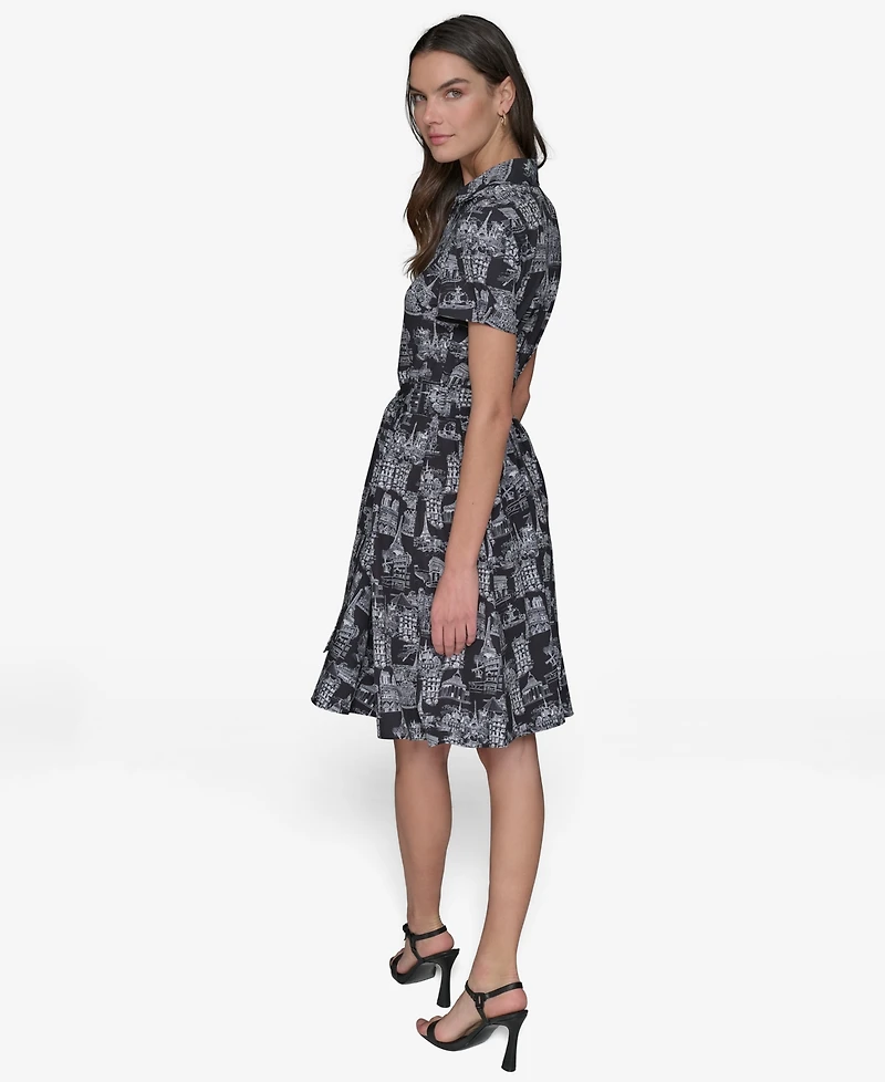 Karl Lagerfeld Paris Women's Toile Tie-Waist Dress