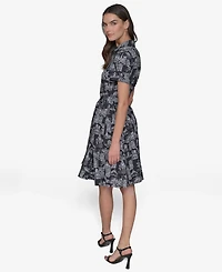 Karl Lagerfeld Paris Women's Toile Tie-Waist Dress