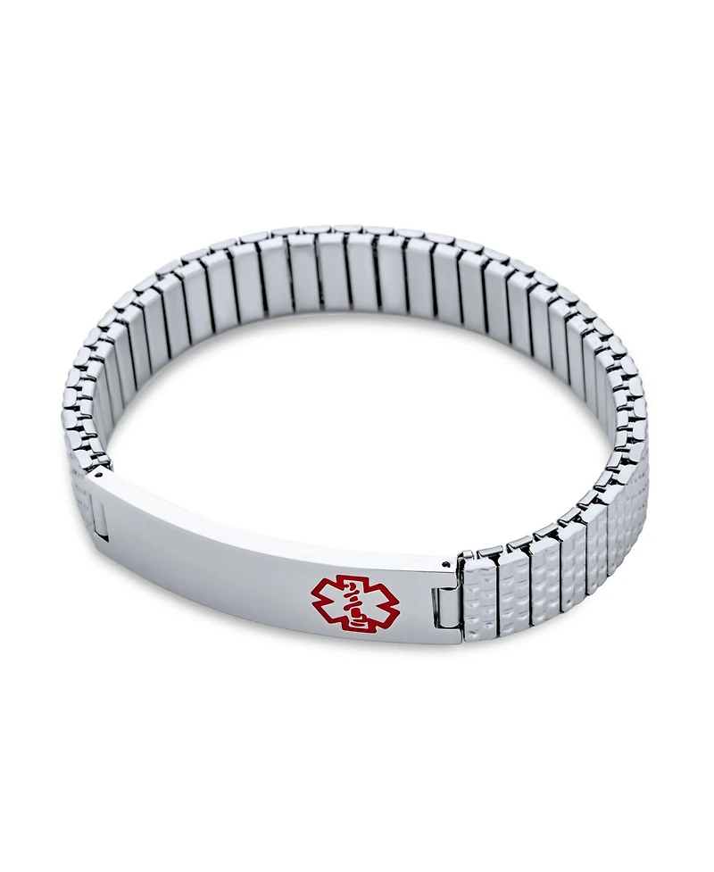 Bling Jewelry Blank Medical Identification Medical Id Stretch Link Bracelet Stainless Steel