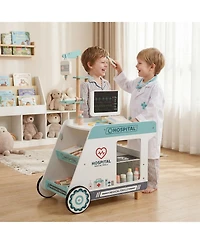 Slickblue Pretend Play Doctor Kit for Toddlers with Wooden Cart