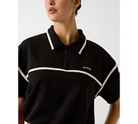 Guess Women's Jasmine Crop Polo Half-Zip Sweatshirt