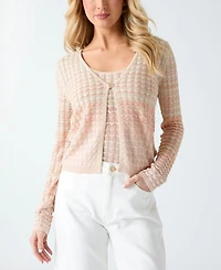 Guess Women's Rosalyn Cover Shoulder V-Neck Cropped Sweater