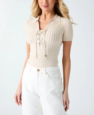 Guess Women's Regina Short-Sleeve Polo Sweater