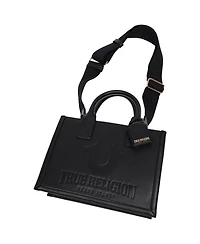 True Religion Debossed Logo Modern Tote with Removable Shoulder Strap
