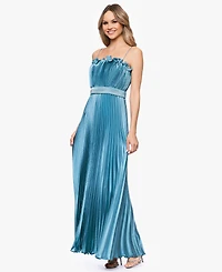 Betsy & Adam Women's Spaghetti Strap Pleated Ball Gown