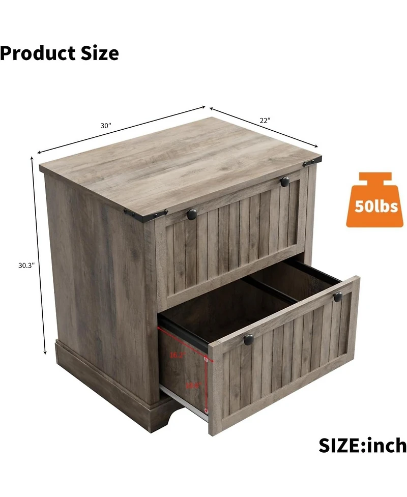 gaomon Farmhouse File Cabinets with 2 Drawers,30" File Cabinets with Hanging File Folders for A4/Letter/Legal Size Documents