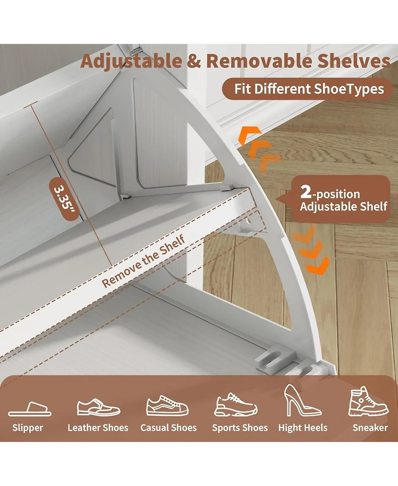 gaomon Hidden Shoe Storage Cabinet with 4 Flip Drawers & Adjustable Shelves, Modern Freestanding Shoe Rack Organizer for Entryway, Bedroom