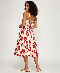 Katia Rae Women's Cherry Printed Sweetheart Neck Midi Dress