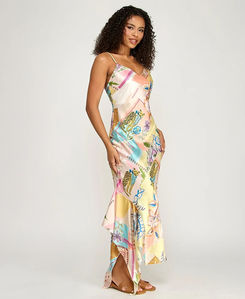 Katia Rae Women's V-Neck Patchwork Midi Dress