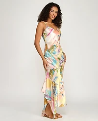 Katia Rae Women's V-Neck Patchwork Midi Dress