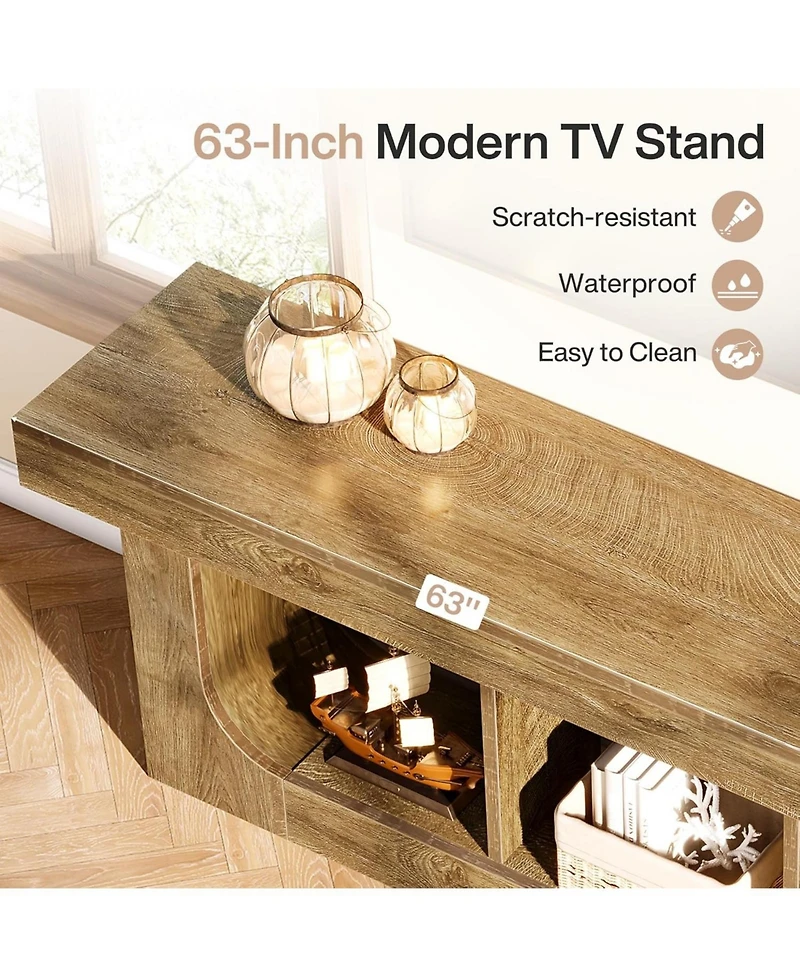 Tribesigns Tv Stand for 70-Inch TVs, 63-Inch Entertainment Center with Storage Shelf