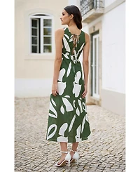 Yumi Women's Cotton Abstract Print Maxi Dress