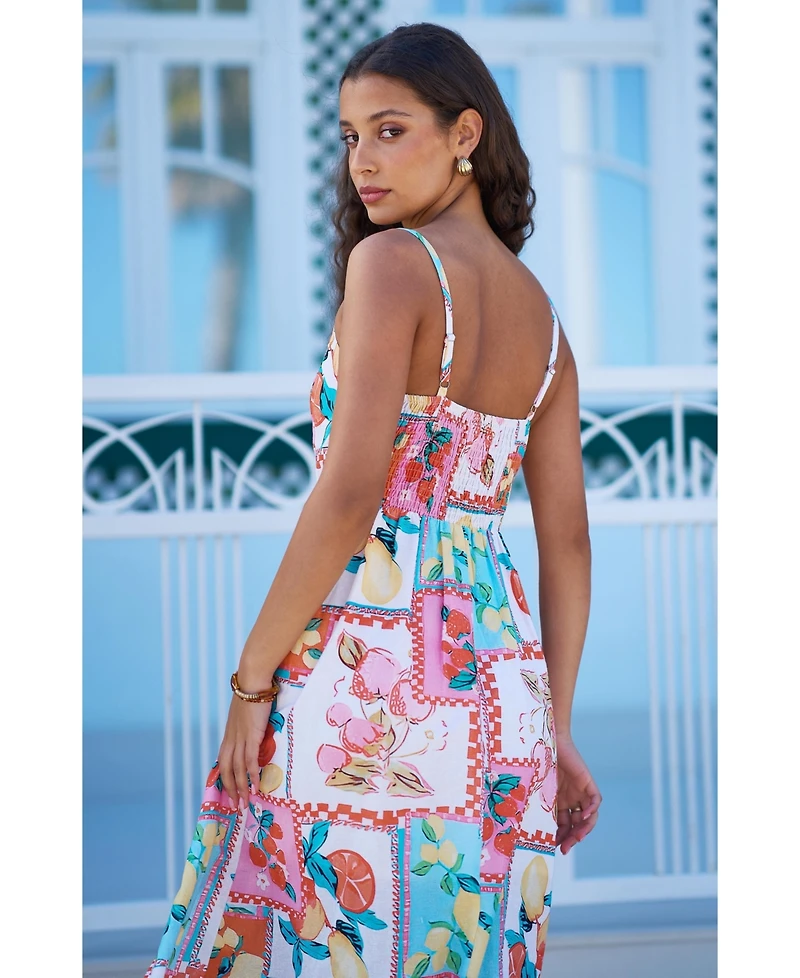 Yumi Women's Printed Midi Sun Dress