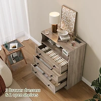 gaomon 3-Drawer Wooden Dresser with Led Lights & Charging Station, Storage Chest for Living Room & Closet.