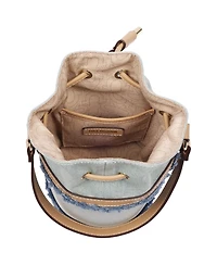 True Religion Buddha Patch Frayed Bucket Bag