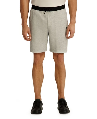 Karl Lagerfeld Paris Men's Striped Waffle Drawstring Short with Leather Logo Patch