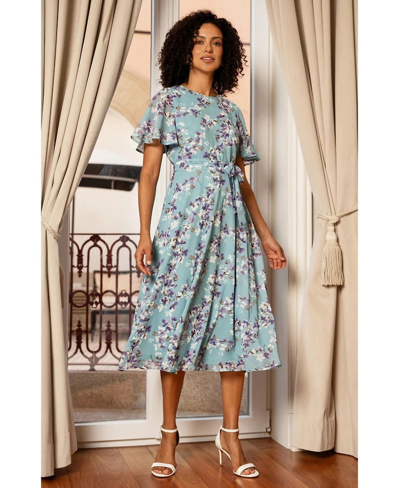 Yumi Women's Blossom Print Midi Skater Dress