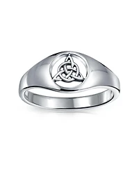 Bling Jewelry Unisex Viking Celtic Infinity Trinity Knot Triquetra Signet Ring .925 Sterling Silver