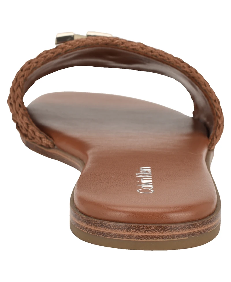 Calvin Klein Women's Kamine Woven Logo Flat Slip-On Sandals