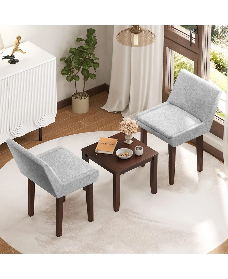 Gymax Modern Dining Chair Set of w/ Mid Back and Cushioned Seat Solid Wood Legs