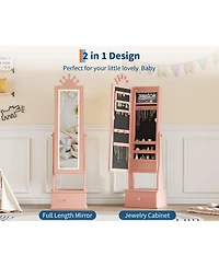 gaomon Kids Jewelry Armoire with Full-Length Mirror and Led Light