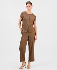 Anne Klein Essentials Petite Button Front Blouse Ankle Pants