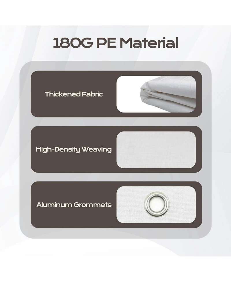 Aoodor 10 x 20 Ft All Weather Carport Replacement Canopy Cover