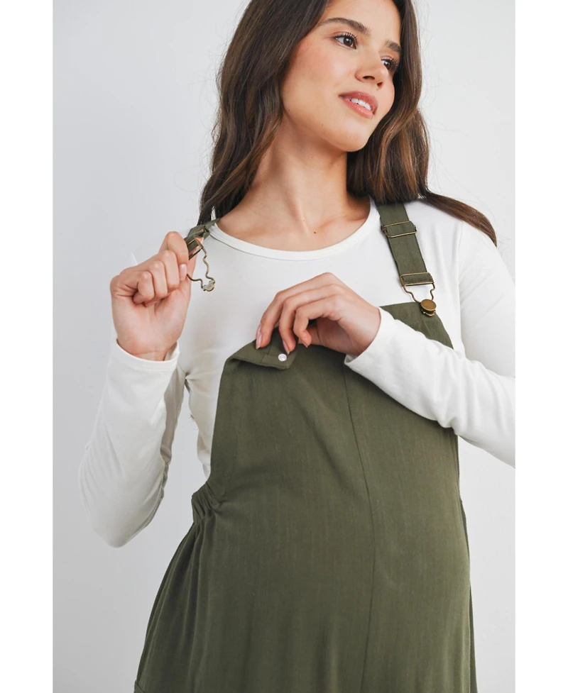 Hello Miz Maternity Straight Leg Adjustable Overalls