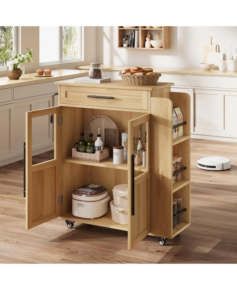 gaomon Mobile Kitchen Island Cart with Storage, 360° Rolling Wheels, Rolling Island with Drawers