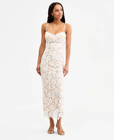 Jump Juniors' Lace Sweetheart-Neck Lace-Up-Back Midi Dress