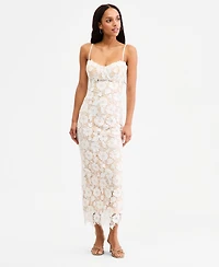 Jump Juniors' Lace Sweetheart-Neck Lace-Up-Back Midi Dress