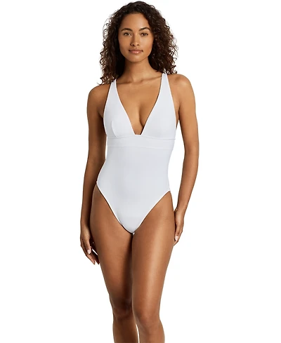 Lauren Ralph Women's V-Neck One-Piece Swimsuit