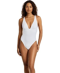 Lauren Ralph Women's V-Neck One-Piece Swimsuit