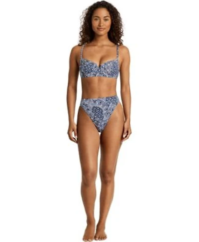 Lauren Ralph Lauren Womens Notch Printed Swim Top High Leg Swim Bottoms