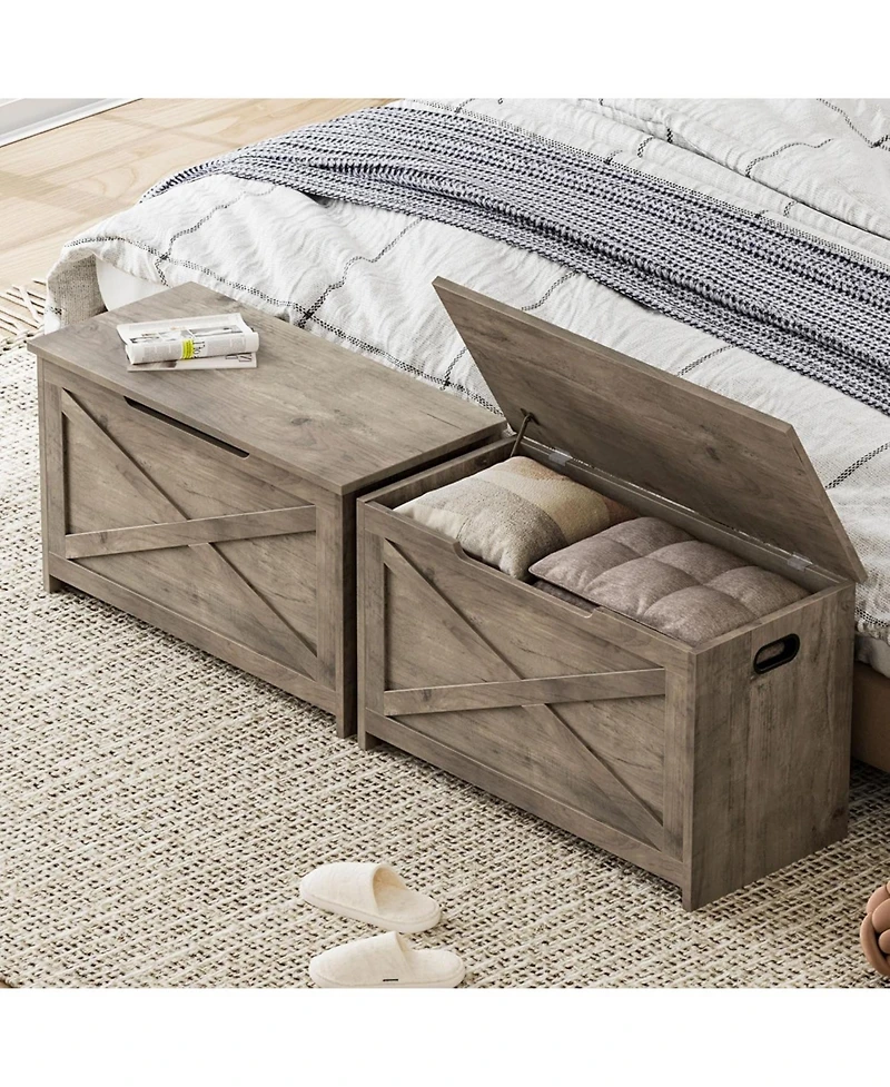 gaomon 30 Inch Wooden Storage Bench with Safety Hinges Entryway Chest Toy Box Shoe Organizer Easy Assembly