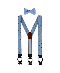 Trafalgar Men's Down The Stretch Racehorse Linen Blend Suspenders & Bow Tie Bundle