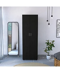 Flynama Double Door Armoire with Metal Hanging Rod and Two Interior Shelves Storage Cabinet