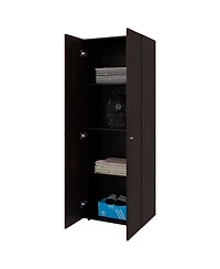 Flynama Armoire with 2 Doors 4 Shelves in Walnut and Wengue Space Saving Bedroom Storage Cabinet