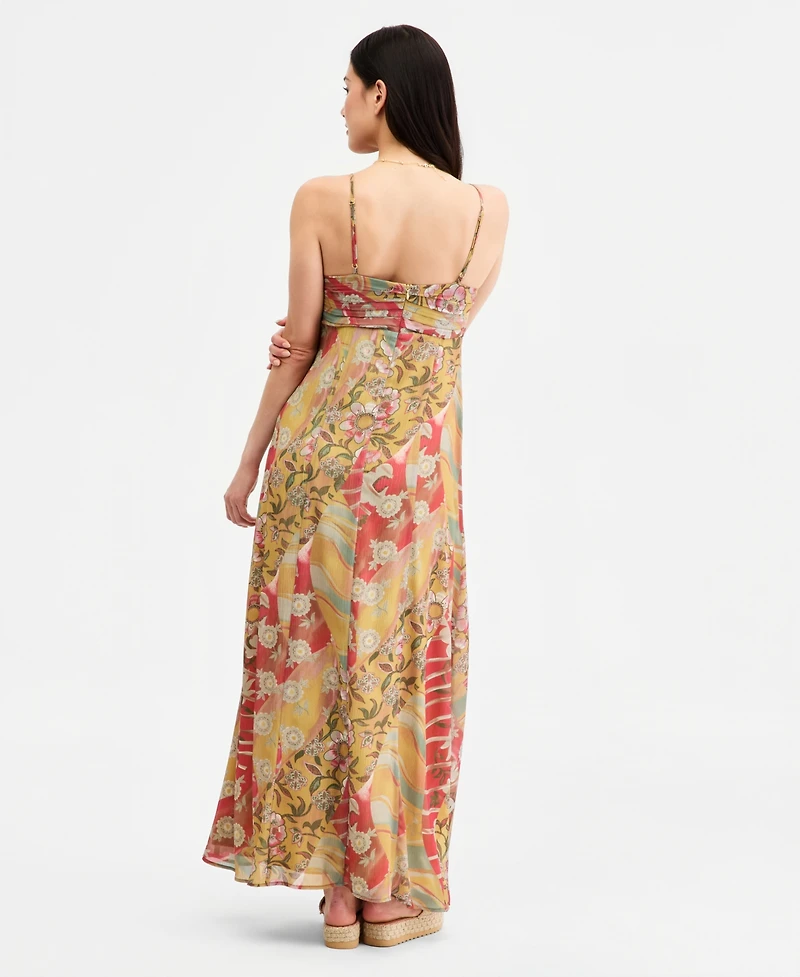 Planet Gold Juniors' Paisley Chiffon V-Neck Maxi Dress, Macy's Exclusive