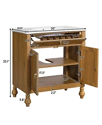 Sillysis 30 Inch Freestanding Bathroom Vanity with Seashell Resin Sink, Flip-Up Organizer & Soft Close Storage for Modern Space