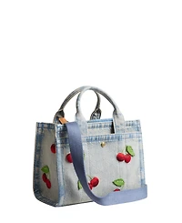 Coach Denim Cargo Cherry Embroidery Mini Tote Bag 20