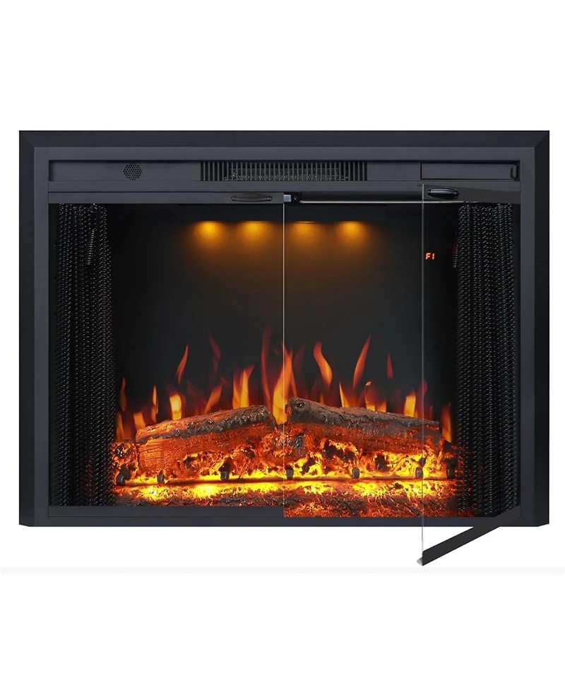 Boyel Living Electric Fireplace Insert with Realistic Flame & Dual Heat Settings, Double Glass Door